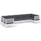 vidaXL Muebles de jardín 7 pzas con cojines blanco madera de pino vidaXL Muebles de jardín 7 pzas con cojines blanco madera de pino