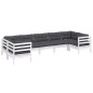 vidaXL Muebles de jardín 7 pzas con cojines blanco madera de pino vidaXL Muebles de jardín 7 pzas con cojines blanco madera de pino