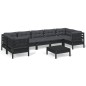vidaXL Muebles de jardín 8 pzas con cojines negro madera de pino