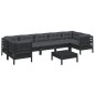 vidaXL Muebles de jardín 8 pzas con cojines negro madera de pino