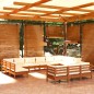 vidaXL Muebles de jardín 13 pzas y cojines madera de pino marrón miel vidaXL Muebles de jardín 13 pzas y cojines madera de pino marrón miel