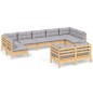 vidaXL Juego de muebles de jardín 9 pzas y cojines madera maciza pino
