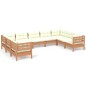 vidaXL Muebles de jardín 9 pzas y cojines madera de pino marrón miel vidaXL Muebles de jardín 9 pzas y cojines madera de pino marrón miel