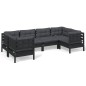 vidaXL Muebles de jardín 6 pzas con cojines negro madera de pino