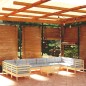 vidaXL Juego de muebles de jardín 11 pzas y cojines madera pino gris vidaXL Juego de muebles de jardín 11 pzas y cojines madera pino gris