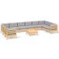vidaXL Juego de muebles de jardín 11 pzas y cojines madera pino gris vidaXL Juego de muebles de jardín 11 pzas y cojines madera pino gris