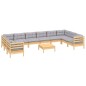 vidaXL Juego de muebles de jardín 11 pzas y cojines madera pino gris vidaXL Juego de muebles de jardín 11 pzas y cojines madera pino gris