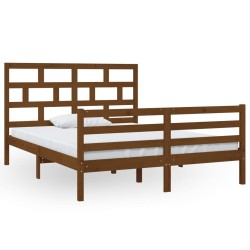 vidaXL Estructura de cama madera maciza marrón miel 5FT 150x200 cm