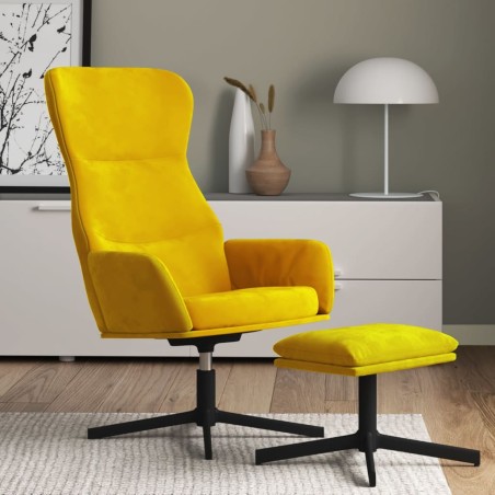 vidaXL Sillón de relax con reposapiés terciopelo amarillo mostaza