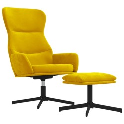 vidaXL Sillón de relax con reposapiés terciopelo amarillo mostaza