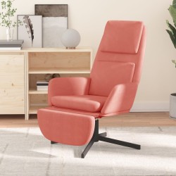 vidaXL Sillón de relax con reposapiés terciopelo rosa
