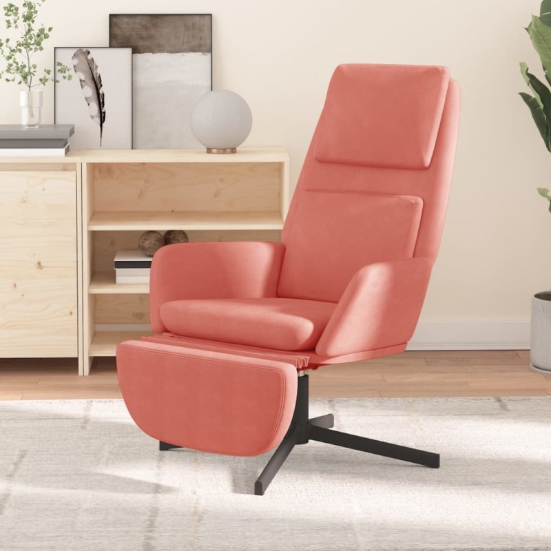 vidaXL Sillón de relax con reposapiés terciopelo rosa vidaXL Sillón de relax con reposapiés terciopelo rosa