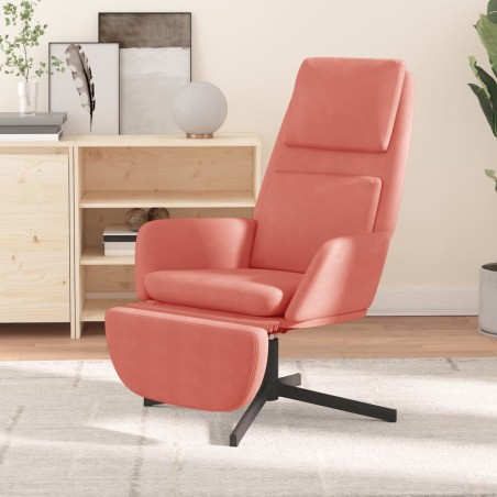 vidaXL Sillón de relax con reposapiés terciopelo rosa
