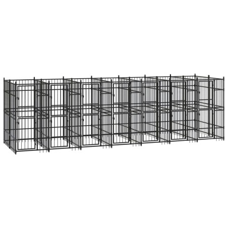 vidaXL Perrera de exterior de acero 12,9 m²