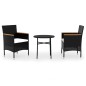 vidaXL Juego de comedor para jardín 3 piezas ratán sintético negro vidaXL Juego de comedor para jardín 3 piezas ratán sintético negro