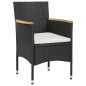 vidaXL Juego de comedor para jardín 3 piezas ratán sintético negro vidaXL Juego de comedor para jardín 3 piezas ratán sintético negro