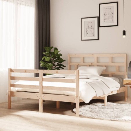 vidaXL Estructura de cama doble de madera maciza 4FT6 135x190 cm