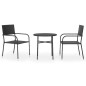 vidaXL Juego de comedor para jardín 3 piezas ratán sintético negro vidaXL Juego de comedor para jardín 3 piezas ratán sintético negro