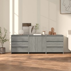 vidaXL Aparador de 3 piezas madera manufacturada gris Sonoma