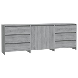 vidaXL Aparador de 3 piezas madera manufacturada gris Sonoma