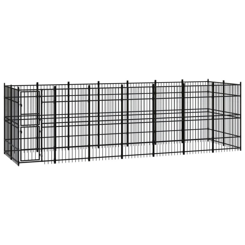 vidaXL Perrera de exterior de acero 12,9 m²