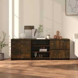 vidaXL Aparador de 3 piezas madera manufacturada color roble ahumado