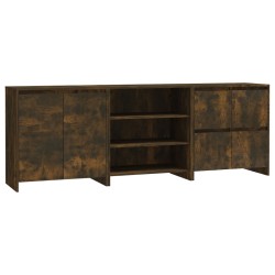 vidaXL Aparador de 3 piezas madera manufacturada color roble ahumado