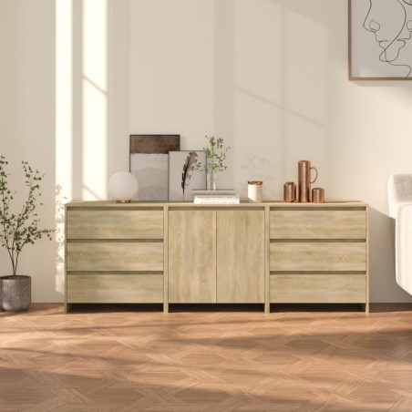 vidaXL Aparador de 3 piezas madera manufacturada color roble Sonoma