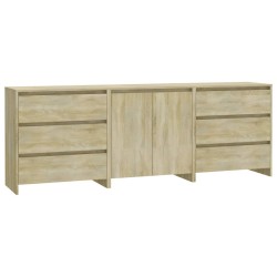vidaXL Aparador de 3 piezas madera manufacturada color roble Sonoma