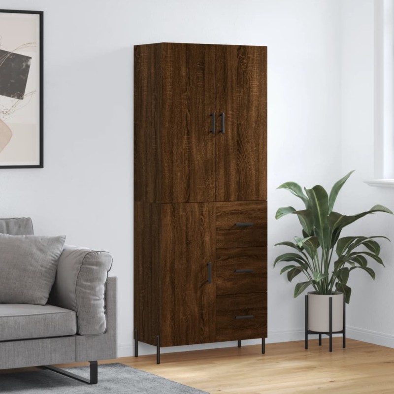 vidaXL Aparador alto madera contrachapada marrón roble 69,5x34x180 cm vidaXL Aparador alto madera contrachapada marrón roble 69,5x34x180 cm