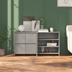 vidaXL Aparador de 2 piezas madera manufacturada gris hormigón