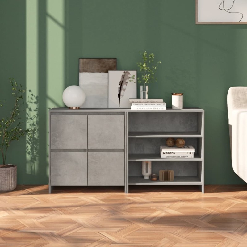 vidaXL Aparador de 2 piezas madera manufacturada gris hormigón vidaXL Aparador de 2 piezas madera manufacturada gris hormigón