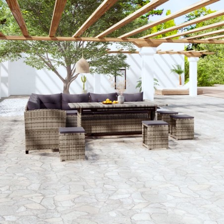 vidaXL Set de sofás de jardín 6 piezas y cojines ratán sintético gris