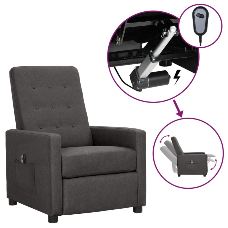 vidaXL Sillón reclinable eléctrico de tela gris oscuro vidaXL Sillón reclinable eléctrico de tela gris oscuro