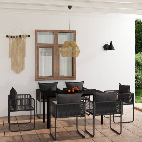 vidaXL Juego de comedor para jardín 7 piezas negro