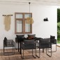 vidaXL Juego de comedor para jardín 7 piezas negro