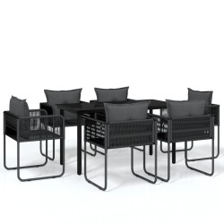 vidaXL Juego de comedor para jardín 7 piezas negro