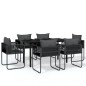 vidaXL Juego de comedor para jardín 7 piezas negro
