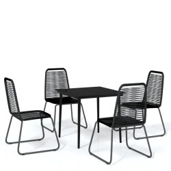 vidaXL Juego de comedor de jardín 5 piezas negro