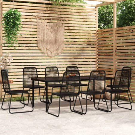 vidaXL Juego de comedor para jardín 9 piezas negro