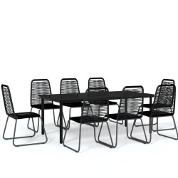 vidaXL Juego de comedor para jardín 9 piezas negro