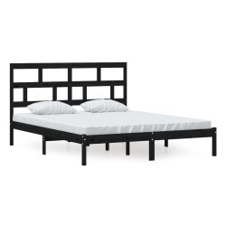 vidaXL Estructura de cama de madera maciza de pino negro 160x200 cm