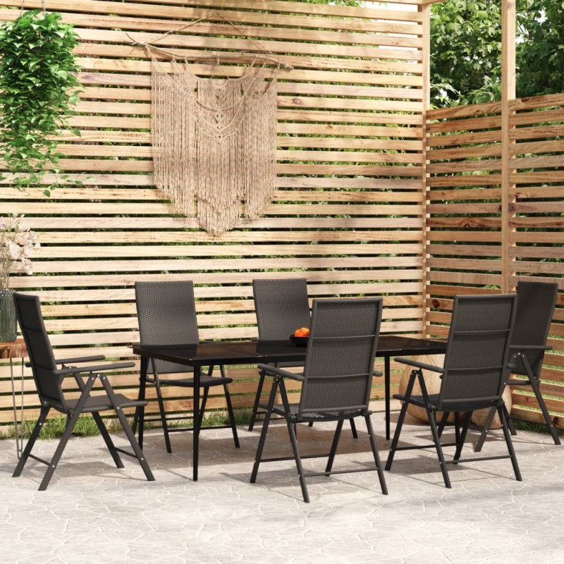 vidaXL Juego de comedor para jardín 7 piezas negro vidaXL Juego de comedor para jardín 7 piezas negro