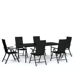 vidaXL Juego de comedor para jardín 7 piezas negro
