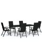 vidaXL Juego de comedor para jardín 7 piezas negro vidaXL Juego de comedor para jardín 7 piezas negro