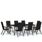 vidaXL Juego de comedor para jardín 9 piezas negro vidaXL Juego de comedor para jardín 9 piezas negro