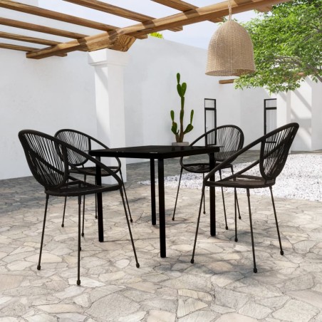 vidaXL Juego de comedor de jardín 5 piezas negro