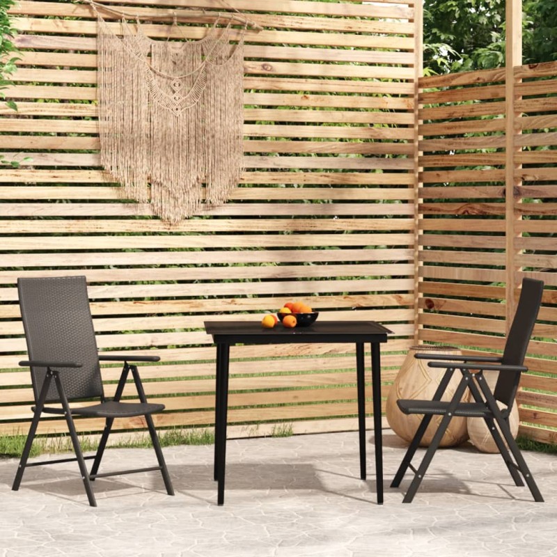 vidaXL Juego de comedor de jardín 3 piezas negro vidaXL Juego de comedor de jardín 3 piezas negro