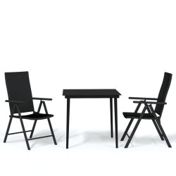 vidaXL Juego de comedor de jardín 3 piezas negro