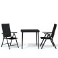 vidaXL Juego de comedor de jardín 3 piezas negro vidaXL Juego de comedor de jardín 3 piezas negro